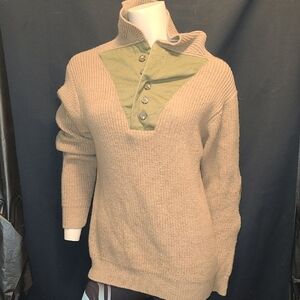 Vintage National Geographic Knit Sweater Patches Wool Pullover Cowl Neck Med